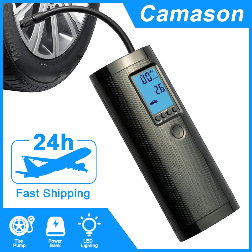 Акумулаторен въздушна помпа Camason за помпане на гуми безжичен преносим компресор Дигитален авто гумата помпа за автомобилни велосипедни гуми Топки0