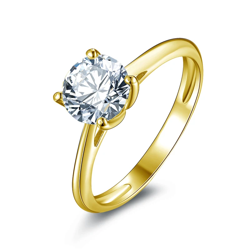 QYI Fine Jewelry Пръстен Годежни пръстени от масивно жълто злато, 14 К, подарък за Свети Валентин, кръгъл диамант с муассанитом на 1.25 карата за жени1