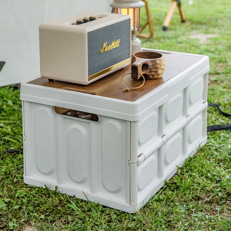 Кутия за съхранение, сгъваема кутия за нощуване на открито с дървен капак, авто кутия за съхранение с голям капацитет1