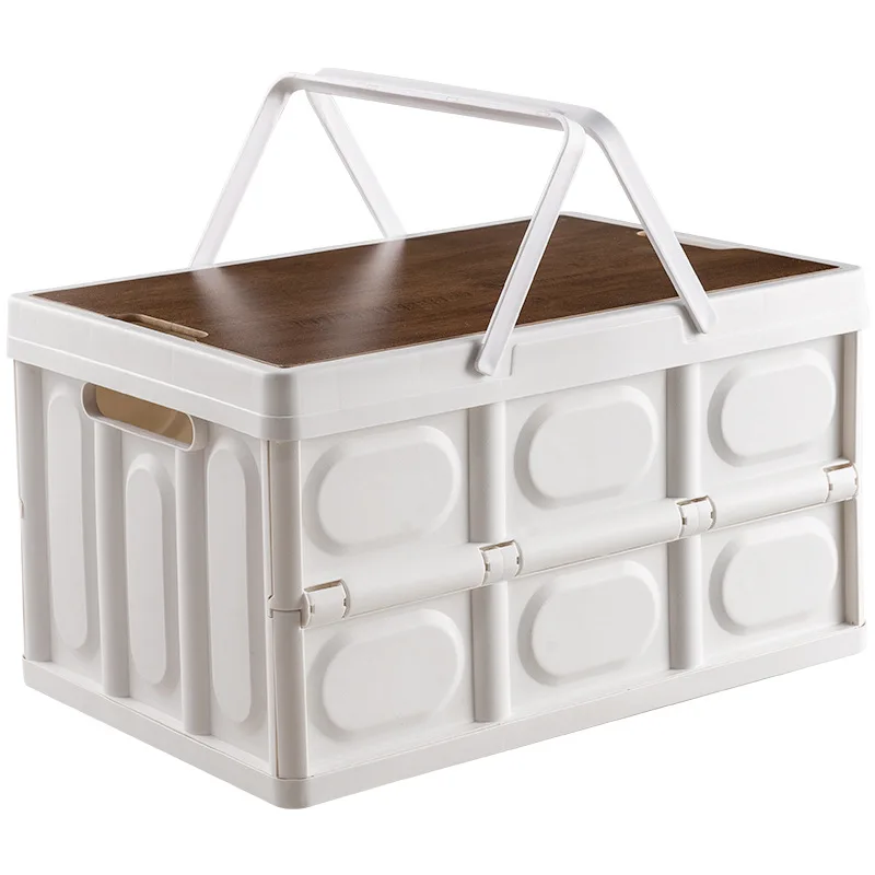 Кутия за съхранение, сгъваема кутия за нощуване на открито с дървен капак, авто кутия за съхранение с голям капацитет4