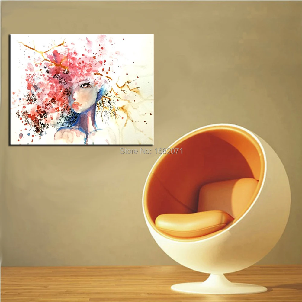 Най-добрият художник ръчно изработени Поп живопис с маслени бои върху платно Ръчно рисувани модерна красива момиче с абстрактни цветни коса Картини с маслени бои1