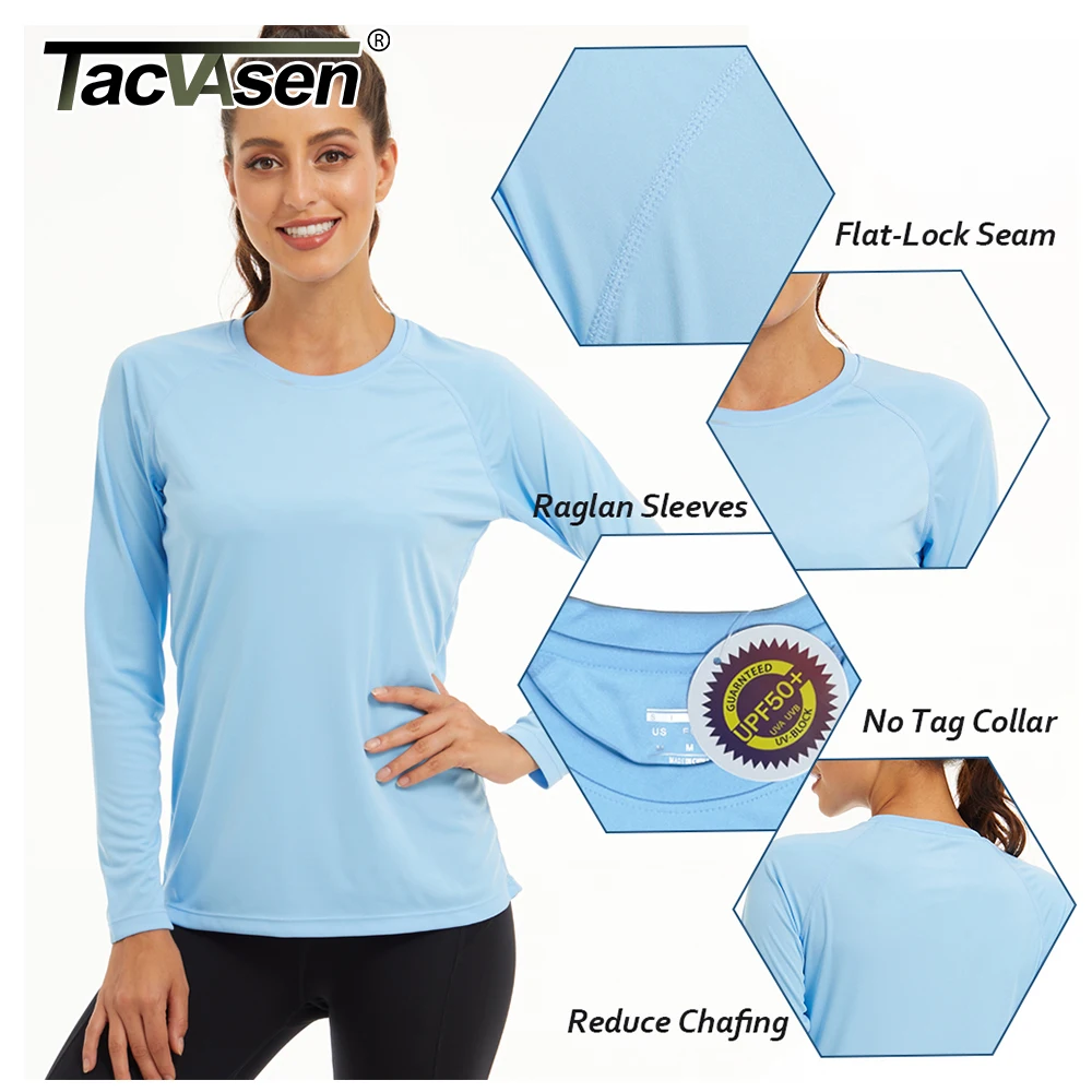 TACVASEN UPF50 + Анти-UV Летни тениски в основния стил, Дамски Градинска Тениска за плуване с защита от Слънце и ултравиолетови лъчи, Тениски с дълъг /Къс ръкав, Потници4