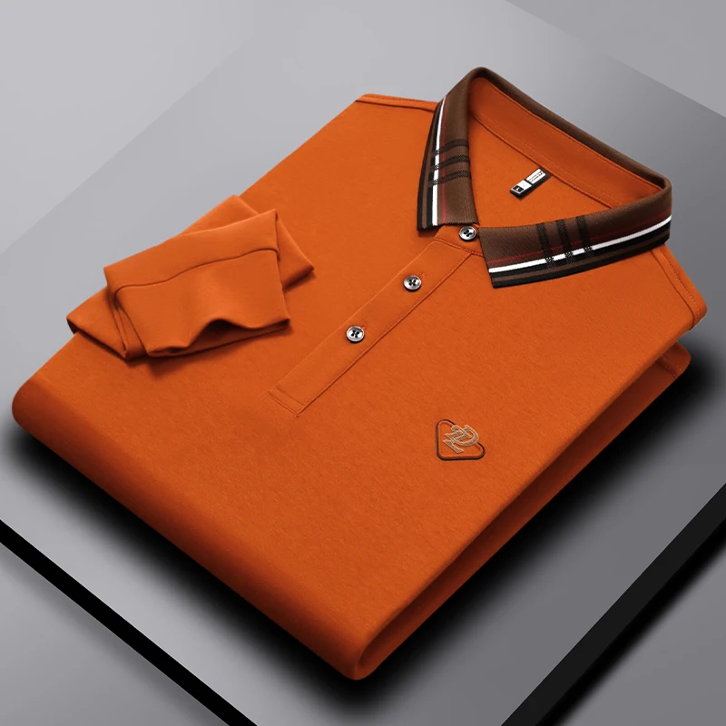 Мъжки есенна бизнес модерна мъжка риза поло с дълъг ръкав, двустранен памучен ежедневни мъжки t-shirt polo, polo femme4