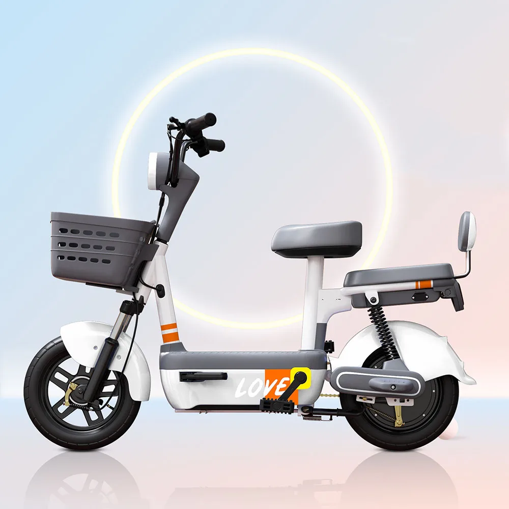 Електрически мотоциклет 48, 14-инчов велосипеден инструмент, 350 W, бесщеточный двигател, вакуумната гума, преносим скутер с една литиева батерия за двама души2
