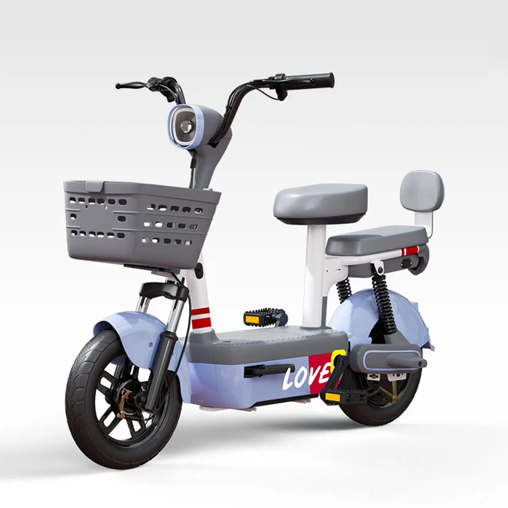 Електрически мотоциклет 48, 14-инчов велосипеден инструмент, 350 W, бесщеточный двигател, вакуумната гума, преносим скутер с една литиева батерия за двама души3