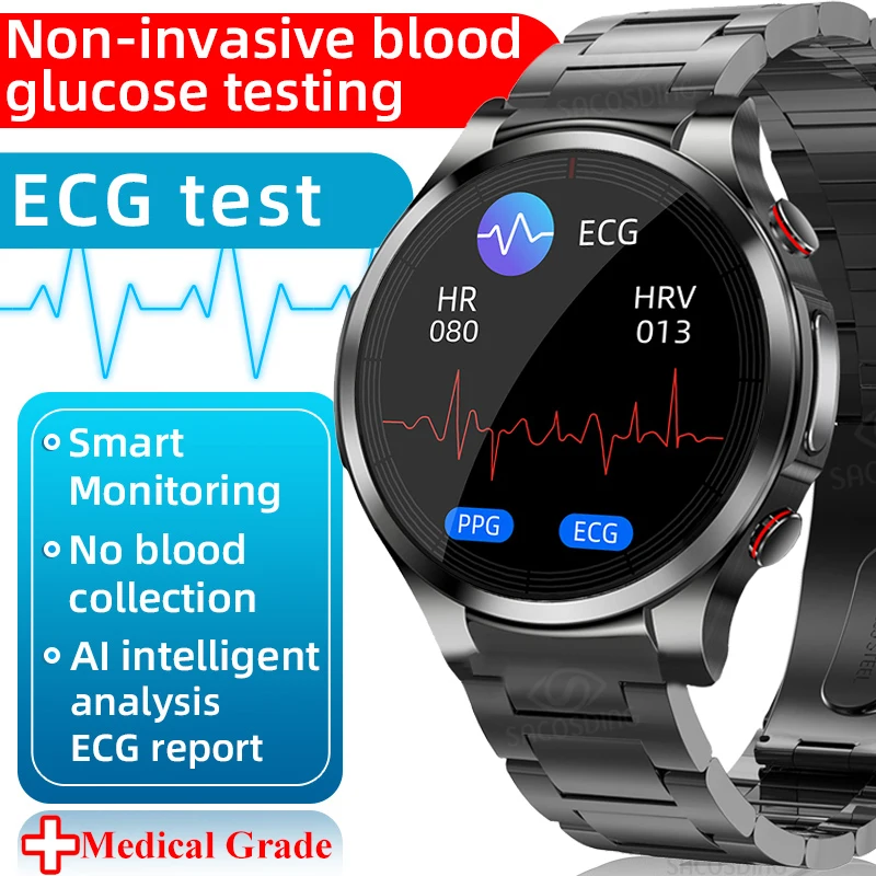 Нови Умен Часовник за измерване на Нивото на Глюкоза в Кръвта, ЕКГ ТОЧКИ за Мониторинг на Сърдечната Честота, Кръвното Налягане, Температурата на Тялото Оксиметрия Смарт Часовници За Мъже Жени1