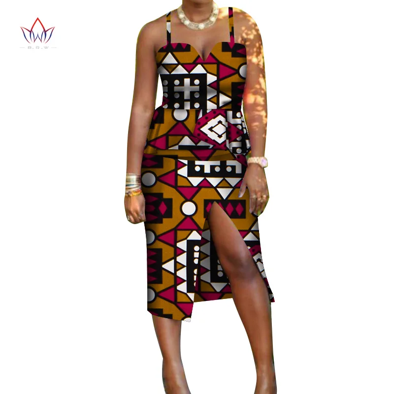 Комплект Прагове от 2 теми, Африкански Дамски Блузи с принтом и Комплекти от Прагове Басейн Riche, Африканска Облекло, Риза с V-образно деколте, Празнична Облекло WY62260
