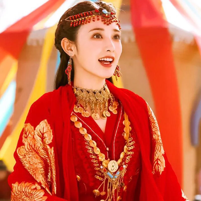 Поясная верига за костюми Дуньхуан Хан, древното бижу за талията, верига от метална сплав, поясная верига за ориенталски танци 2