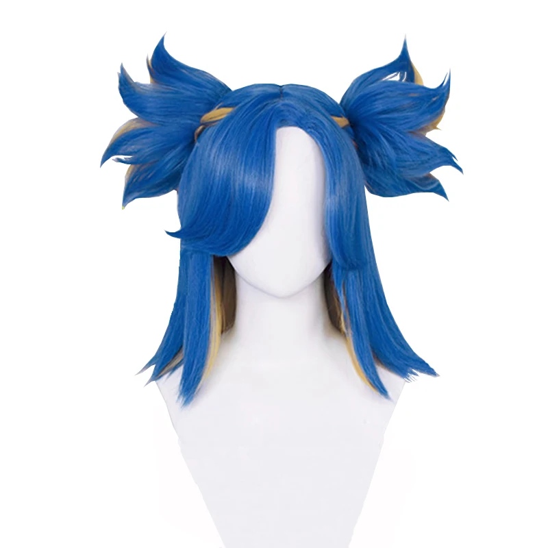 Game Valorant Неоновите перука за cosplay, 40 см, разноцветни дамски перуки за cosplay, термоустойчиви синтетични косми на Хелоуин + шапка за перука2