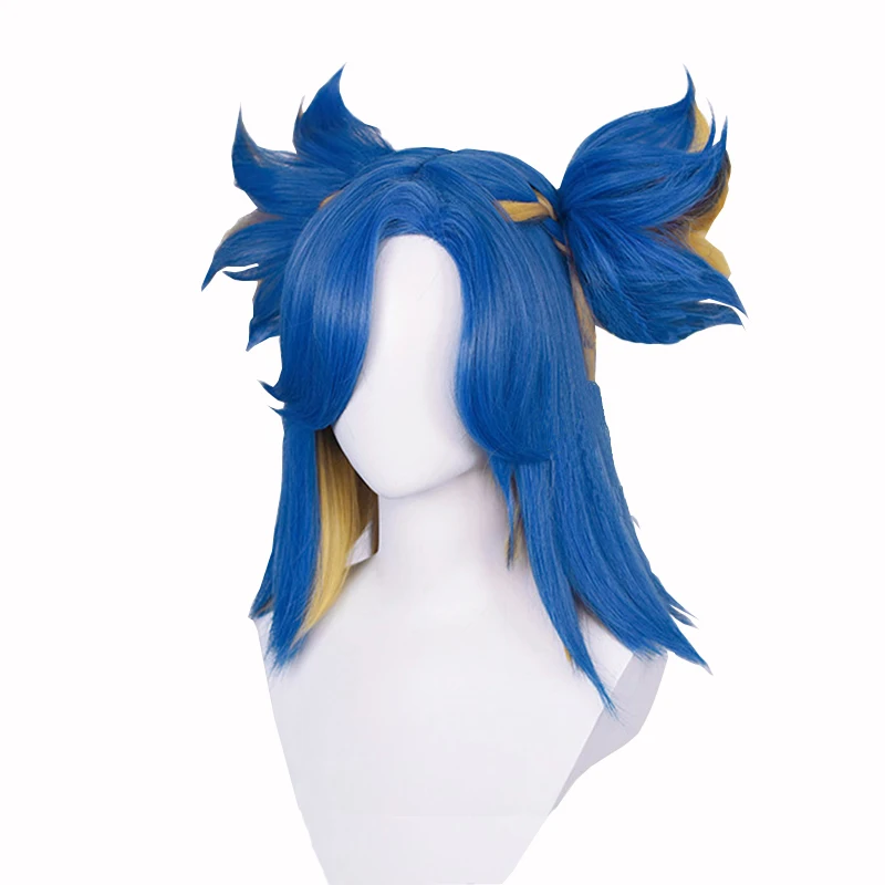 Game Valorant Неоновите перука за cosplay, 40 см, разноцветни дамски перуки за cosplay, термоустойчиви синтетични косми на Хелоуин + шапка за перука3