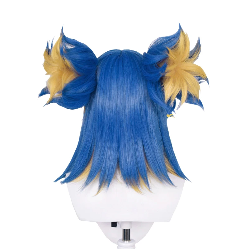 Game Valorant Неоновите перука за cosplay, 40 см, разноцветни дамски перуки за cosplay, термоустойчиви синтетични косми на Хелоуин + шапка за перука4
