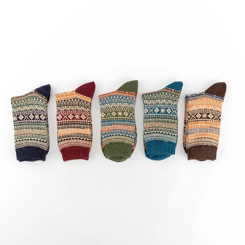 5 двойки Есен зима Нови мъжки памучни изолирана чорапи Harajuku Ретро мода Ежедневни вълнена висококачествени памучни дрехи на едро Зимни чорапи3