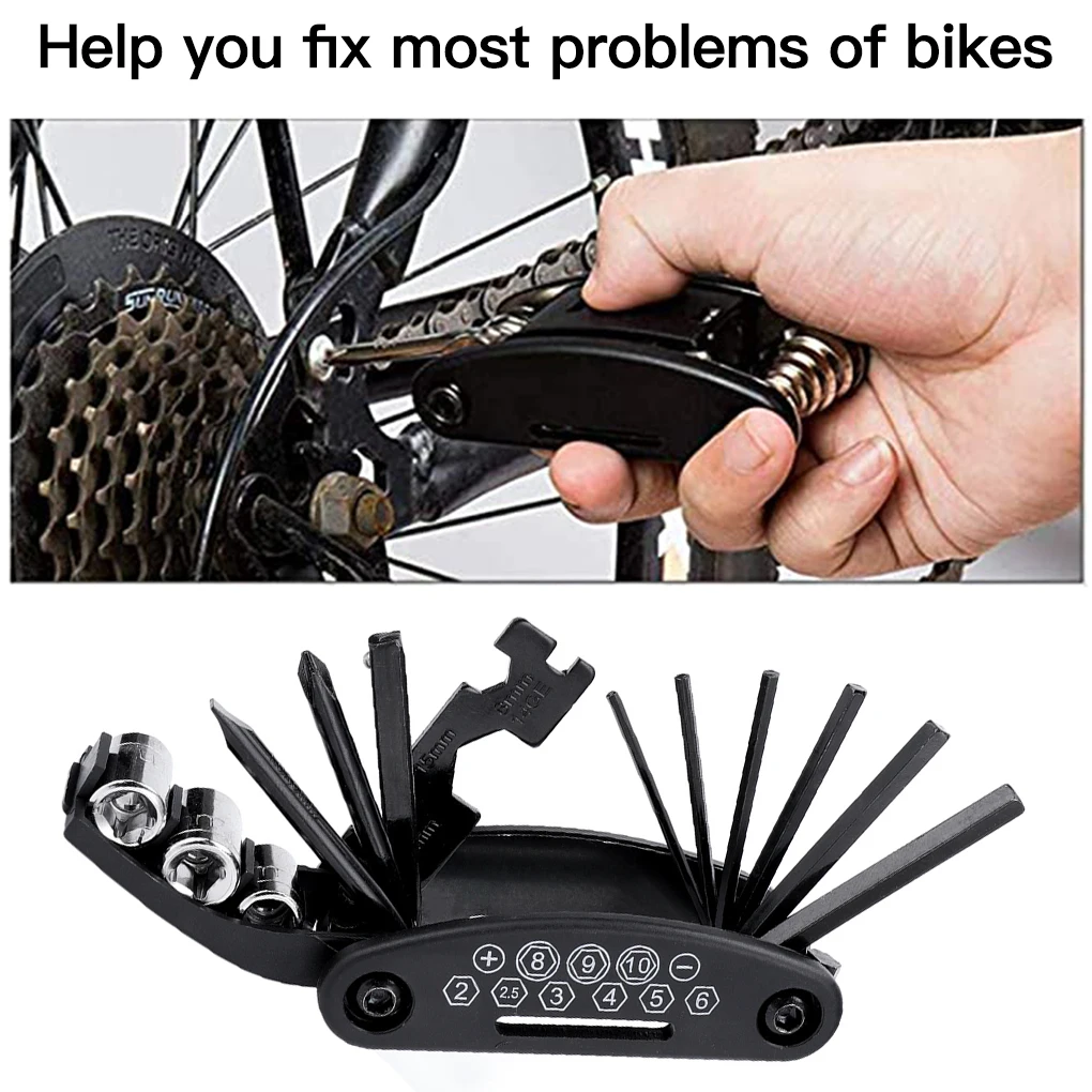 Набор от велосипедни гаечных ключове, инструменти за отвертки за велосипед, 16-в-1, преносим комплект гаечных ключове за ремонт на велосипеди3