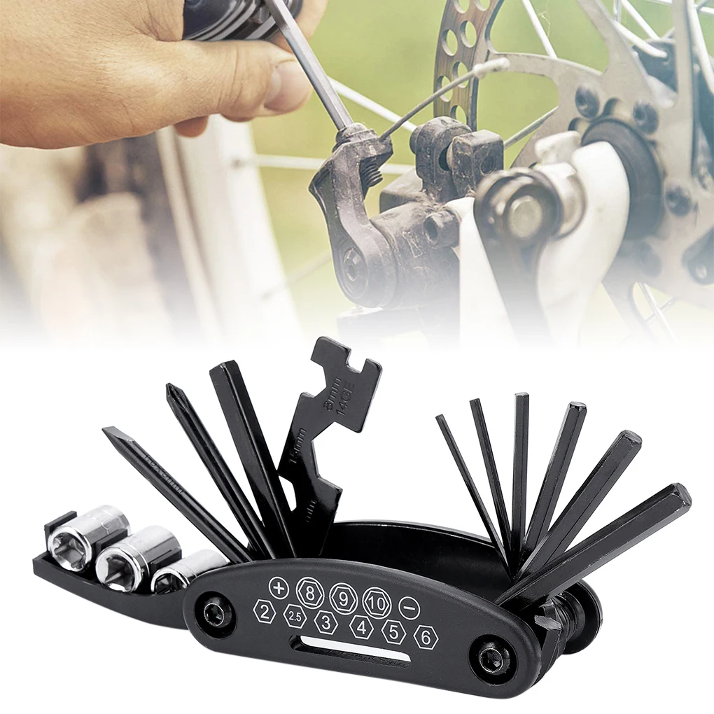 Набор от велосипедни гаечных ключове, инструменти за отвертки за велосипед, 16-в-1, преносим комплект гаечных ключове за ремонт на велосипеди4