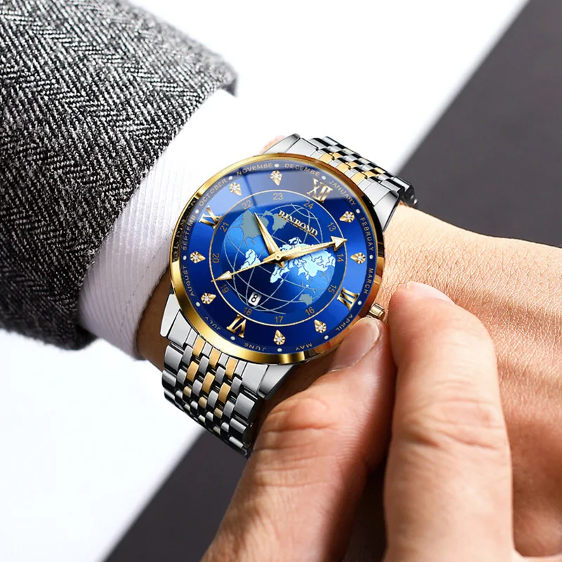 2023 Нови модни творчески мъжки часовник от синьо злато, кварцов механизъм водоустойчив, с нежна дата, бизнес ръчни часовници, мъжки часовници2
