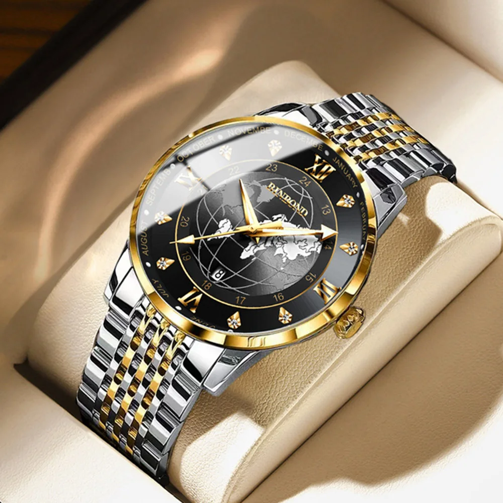 2023 Нови модни творчески мъжки часовник от синьо злато, кварцов механизъм водоустойчив, с нежна дата, бизнес ръчни часовници, мъжки часовници4