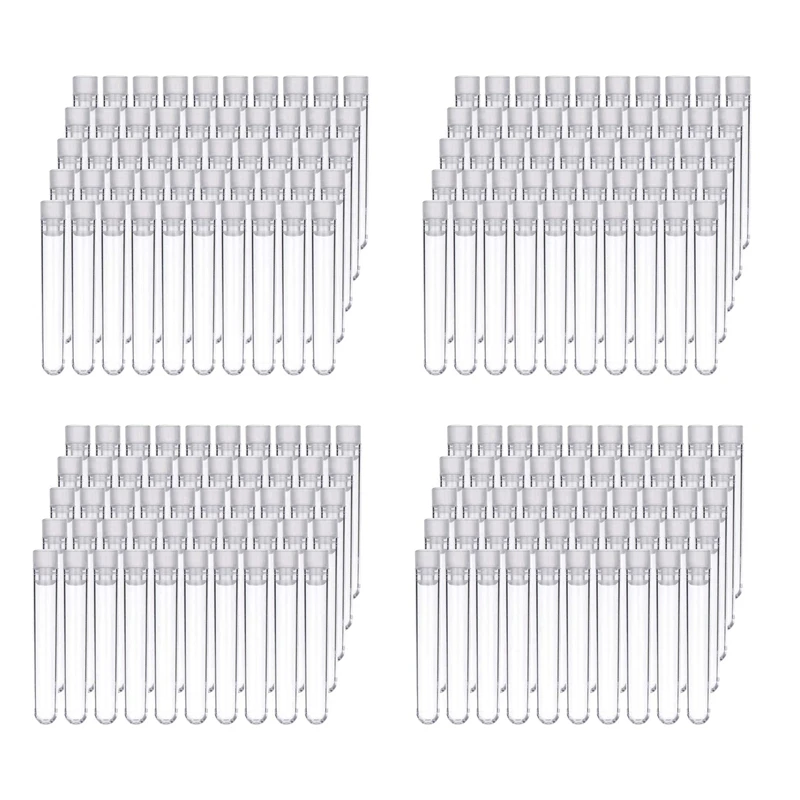 400 бр. прозрачни пластмасови тръби с бели завинчивающимися капаци, контейнери за проби, бутилки, нажимные шапки 12x75 мм0