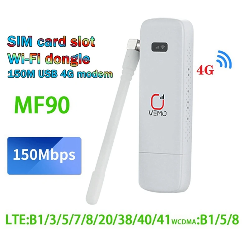 1 Комплект MF90 4G USB WIFI Модем-Рутер С Антена, 150 Mbps Слот за SIM-карти 4G LTE Авто USB Wifi Рутер USB Dongle Поддръжка на 16 Потребители0