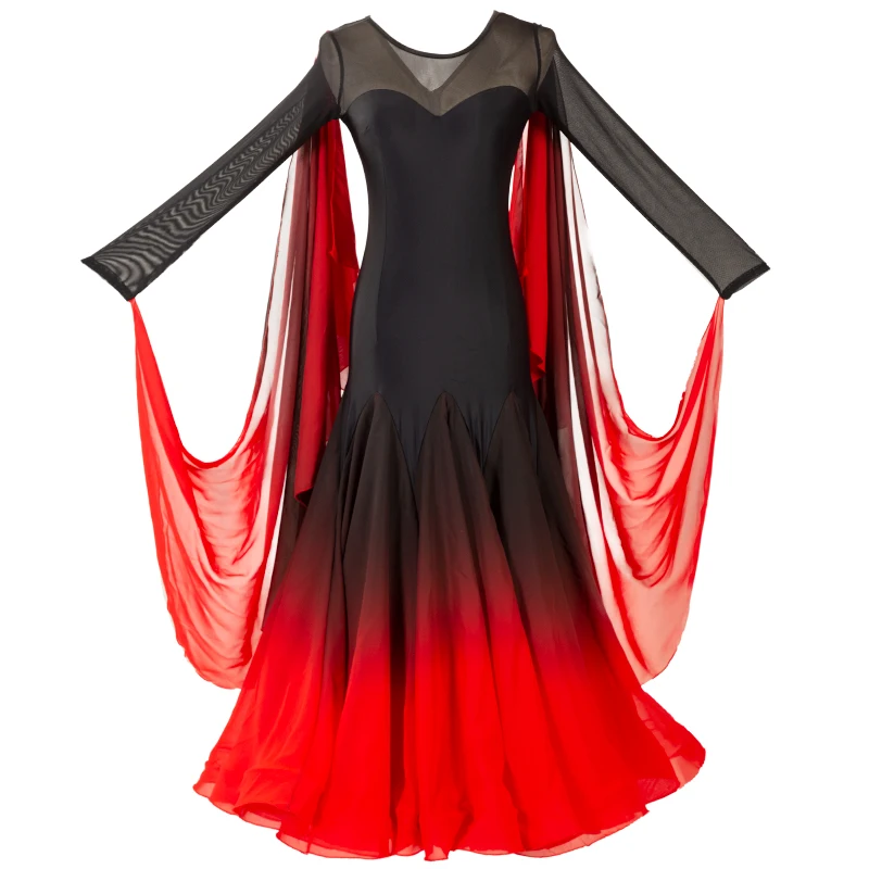 Ново сексуално съвременно танцово рокля на национален стандарт, женски рокли за балните танци, костюми за изпълнения в червено валс най-високо качество4