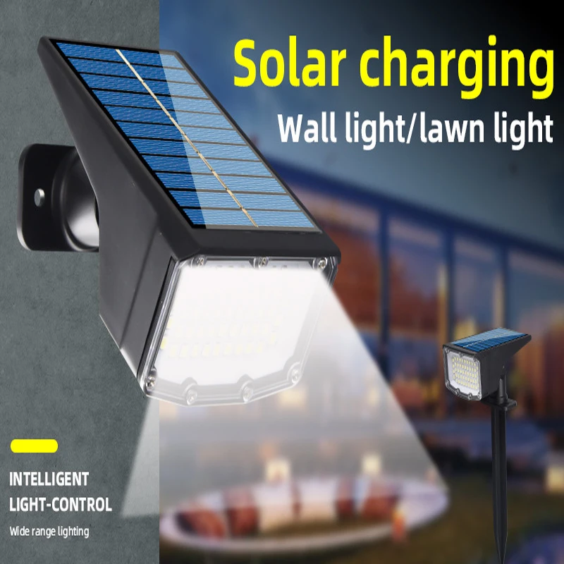 1 / 2 елемента 53LED лампа за слънчева батерия Регулируема слънчев прожектор в земята, IP65 Водоустойчив озеленяване, с монтиран на стената лампа, външно осветление0