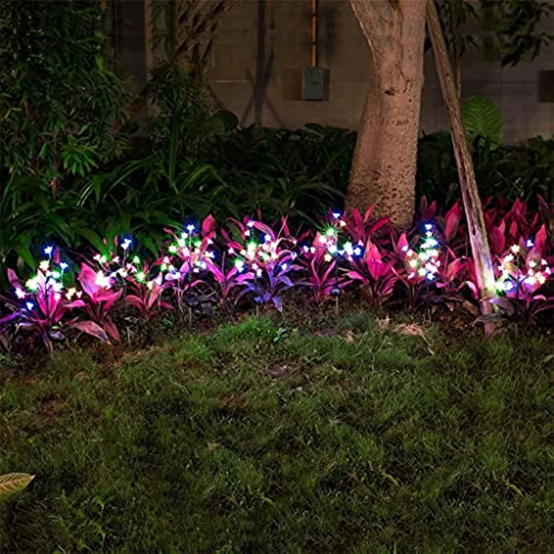2 бр., led слънчева светлина, цветни череша, лампи за тревата, украса на градината, градински светлини, Коледа2
