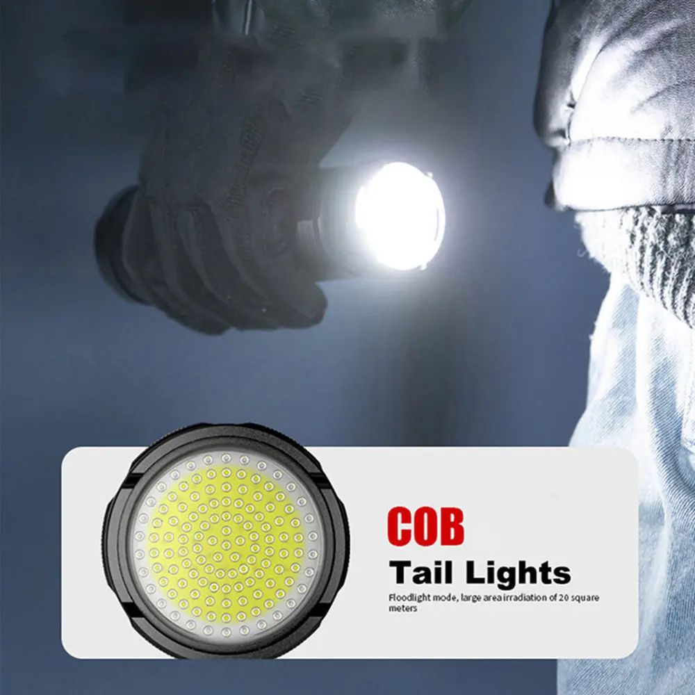 Мощен прожектор на далечни разстояния led фенерче Type-C кабел за зареждане тактически фенер фенер за риболов кемпинговая лампа5