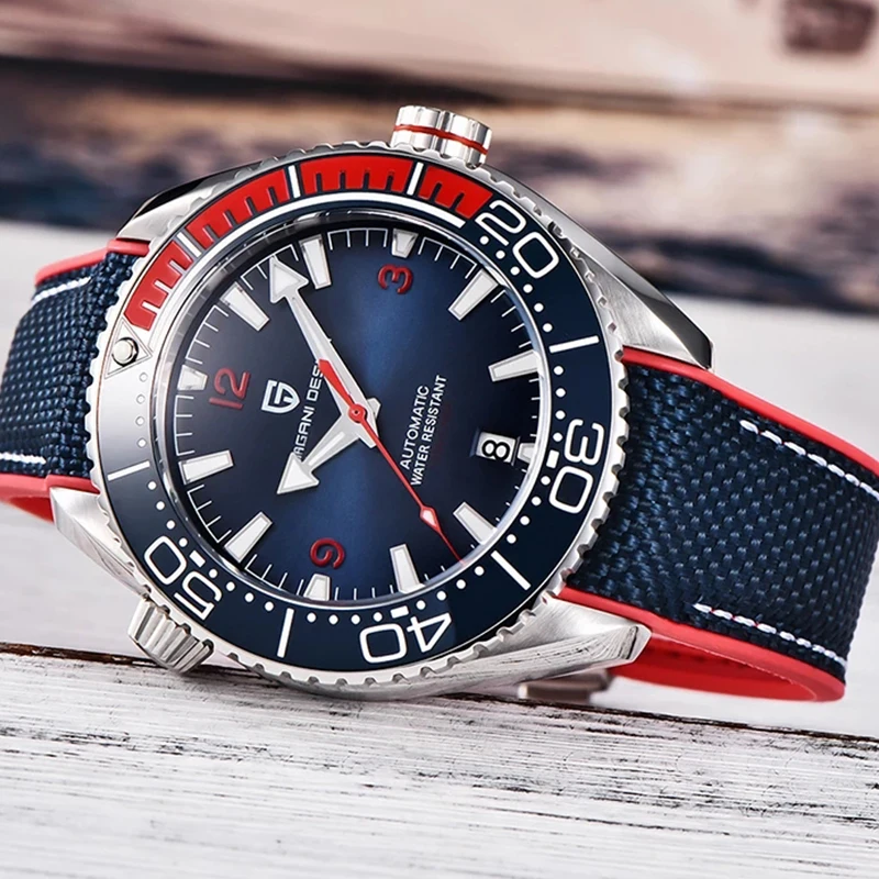 ДИЗАЙН на PAGANI Класически Луксозни мъжки механични часовници часовници от стъкло: сапфир Най-добрата марка от неръждаема стомана Водоустойчив автоматични часовници0