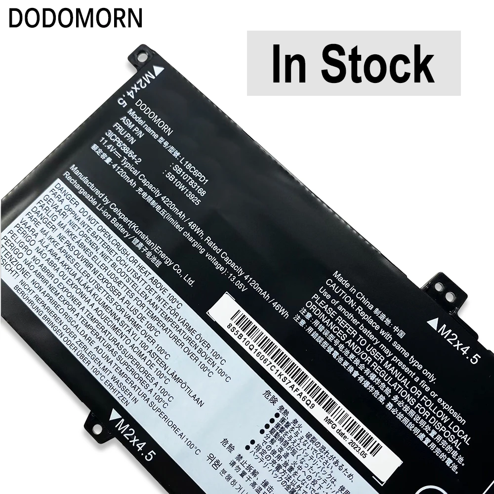 DODOMORN Нова Батерия L18C6PD1 За Lenovo Thinkpad X390 X395 TP00106A 20NL000HIU 20Q0000KRT L18M6PD1 L18M6PD2 L18D6PD1 02DL0174