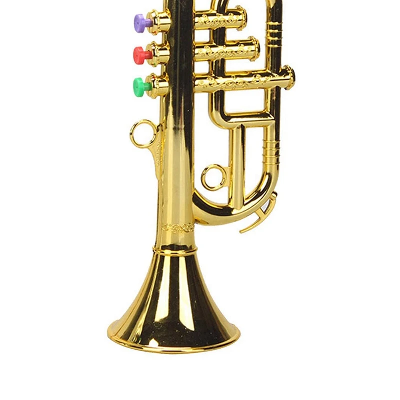 3X тръба, 3 тона, 3 цветни ключ, имитация на игра, мини-музикални духови инструменти за детски рожден ден, играчка, златни1