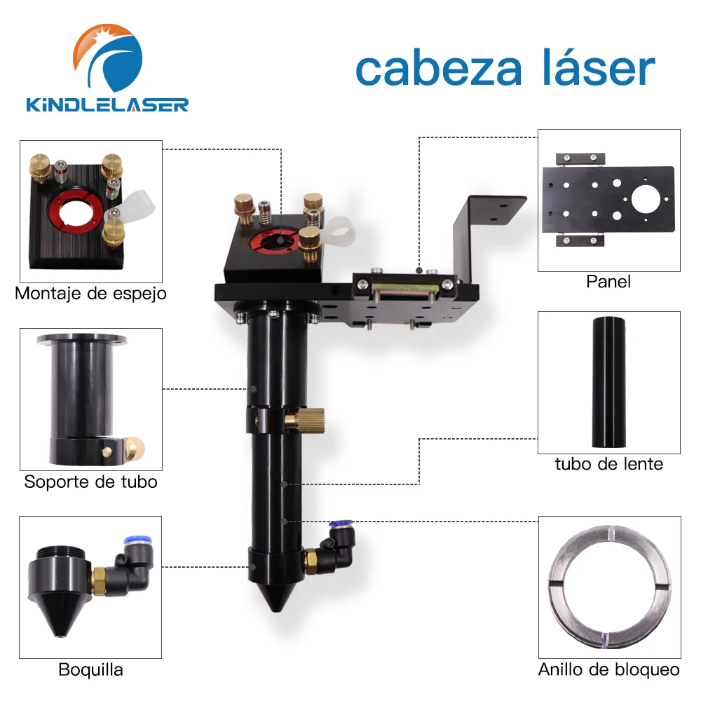 Лазерна глава KINDLELASER на CO2 с диаметър 18 мм 38,1 мм и 20 мм, 50 мм8 / 63.5/101.6 планина за машина за лазерно гравиране (черен)1
