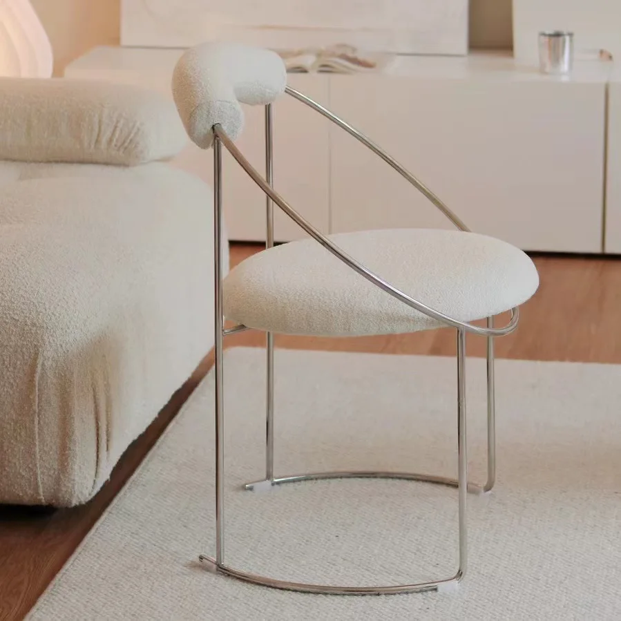 Домашен прост дизайн на ноктите, железен стол за хранене от неръждаема стомана, кафенета, кетъринг дисплей, мека опаковка, стол с облегалка3