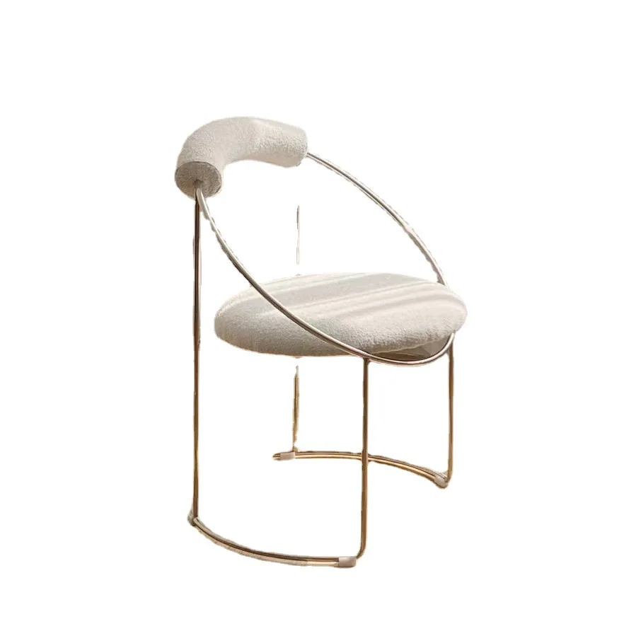 Домашен прост дизайн на ноктите, железен стол за хранене от неръждаема стомана, кафенета, кетъринг дисплей, мека опаковка, стол с облегалка4