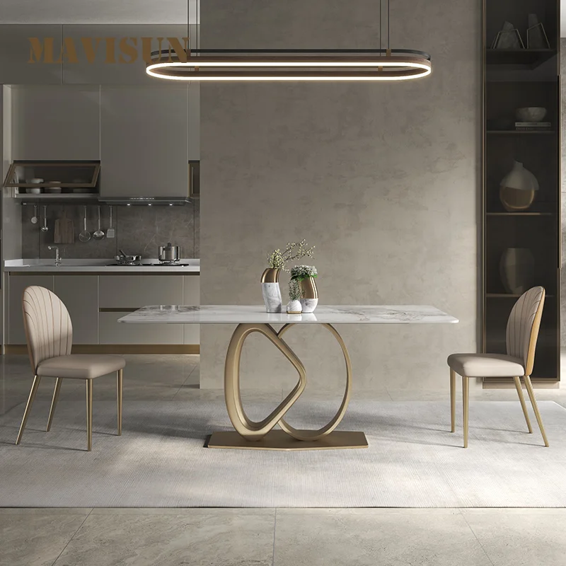 Италиански светъл луксозна маса от ярка от шисти, луксозен ресторант, плосък пода, творчески правоъгълна маса, мебели за дома Mesa1