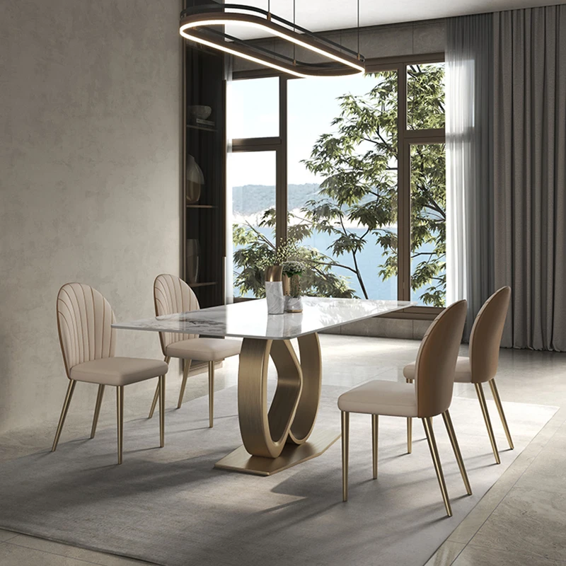 Италиански светъл луксозна маса от ярка от шисти, луксозен ресторант, плосък пода, творчески правоъгълна маса, мебели за дома Mesa2