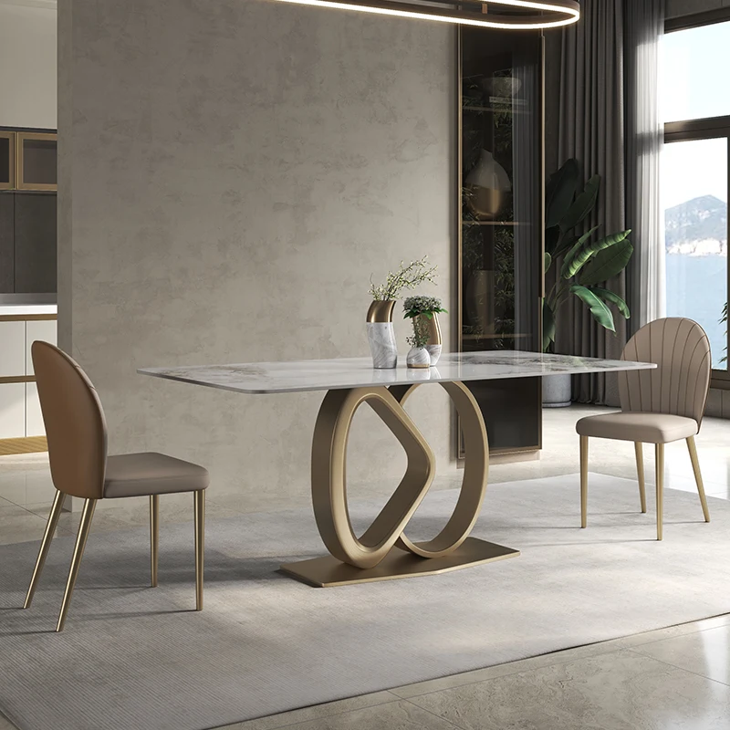 Италиански светъл луксозна маса от ярка от шисти, луксозен ресторант, плосък пода, творчески правоъгълна маса, мебели за дома Mesa3