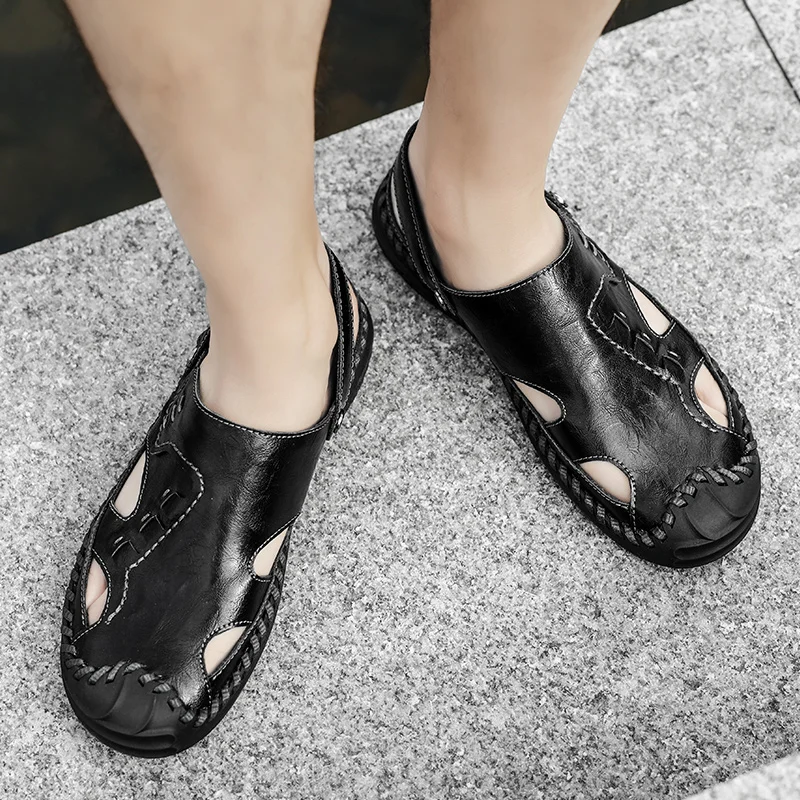 Сандали мъжки дрехи лято 2023 нов плюс размера на Baotou тенденция красива плажна обувки с дупки улица сандали и чехли4