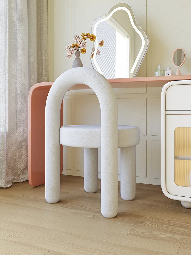 Прост стол за грим, тоалетка, стол за домашна спални, стол във формата на табло за салон за красота3