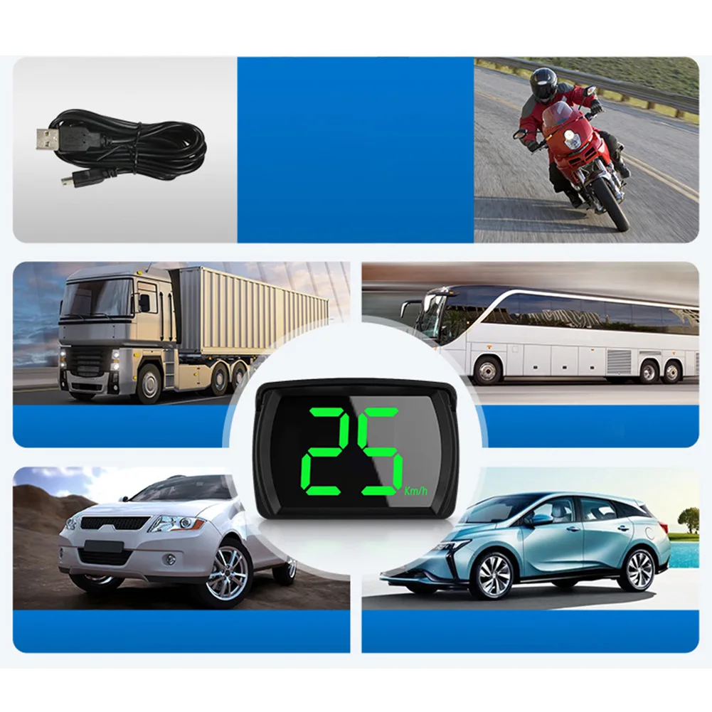 1x HUD GPS централен дисплей скоростомер, километраж автомобилни цифрови универсални датчици за скоростта подходящ за всички автомобили, автобуси, камиони, мотори3