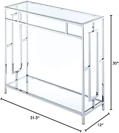 Квадратен плот в коридора с рафт, 31,5 (Д) x 12 (W) x 30 (В), стъкло / хром2