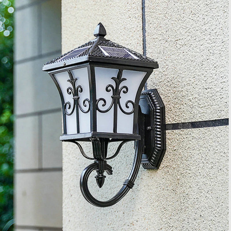 Външен лампа Слънчев, с монтиран на стената лампа Традиционен класически водоустойчив и неръждаем led лампа за външен стенен монтаж безжичен0