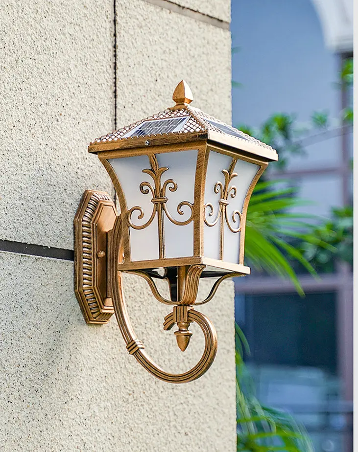 Външен лампа Слънчев, с монтиран на стената лампа Традиционен класически водоустойчив и неръждаем led лампа за външен стенен монтаж безжичен2