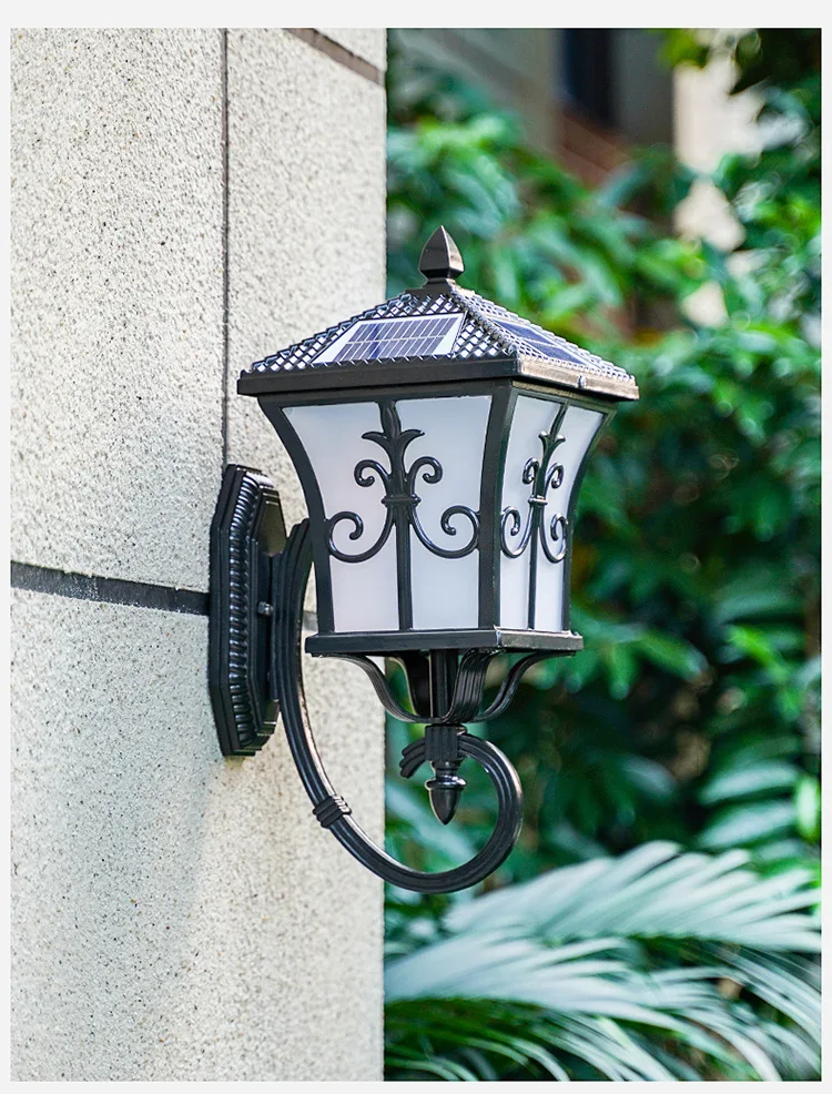 Външен лампа Слънчев, с монтиран на стената лампа Традиционен класически водоустойчив и неръждаем led лампа за външен стенен монтаж безжичен4