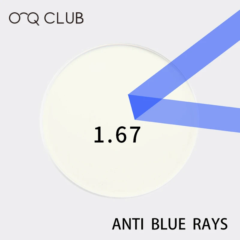 O-Q CLUB 1,67 Анти-Синя Светлина За Рецепта CR-39 Смола Асферичните Лещи За Очила Късогледство Астигматизъм, Далекогледство Лещи0