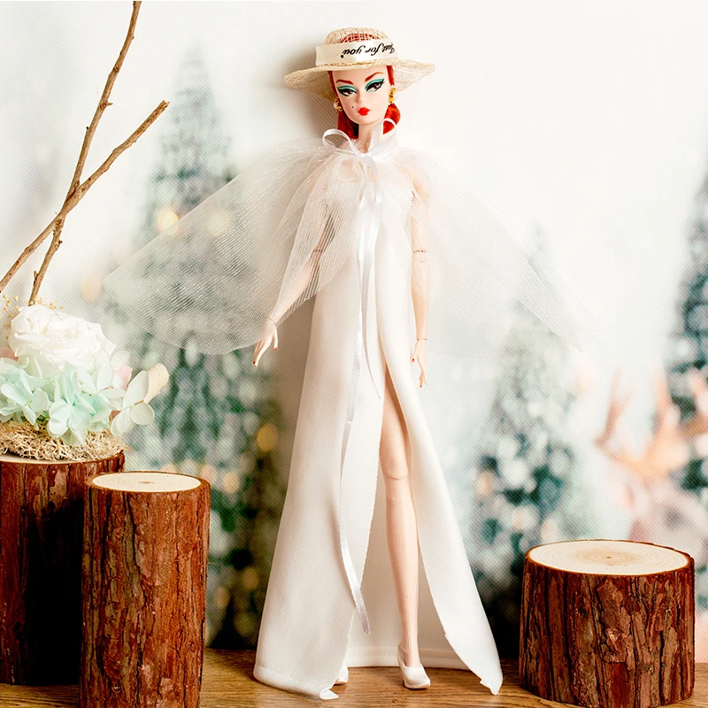 1:6 Благородна сватбена рокля ръчна изработка на кукли Барби, дрехи за Барби, облекло, с бяла рокля, аксесоари за кукли 1/6, играчки 11,5