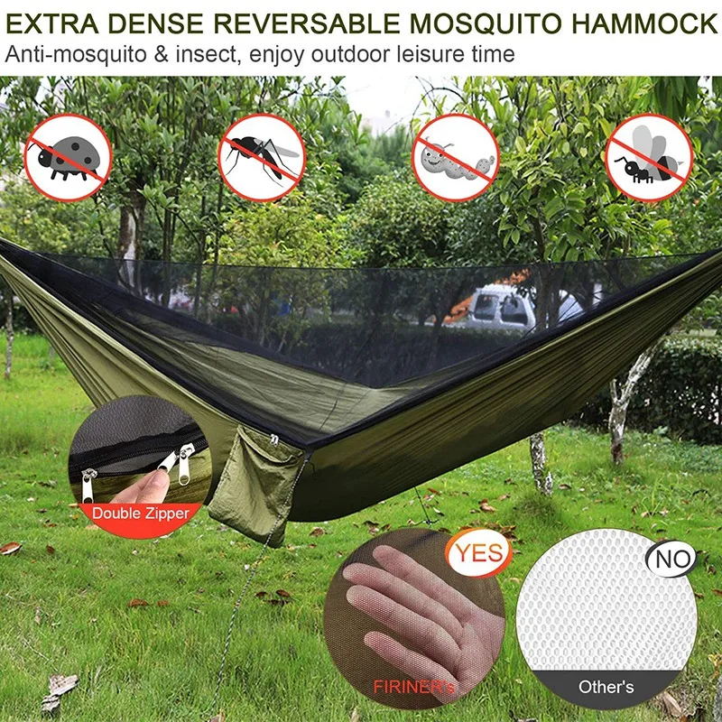 Хамак за къмпинг с мушами от земните мухите и комарите мрежа Преносим парашутизъм хамак за разходки на открито в задния двор5