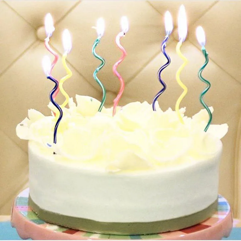 Свещи във формата на торта за рождения ден нов цвят, спирала свещ, романтична украса за парти/сватба, свещи за рожден ден0