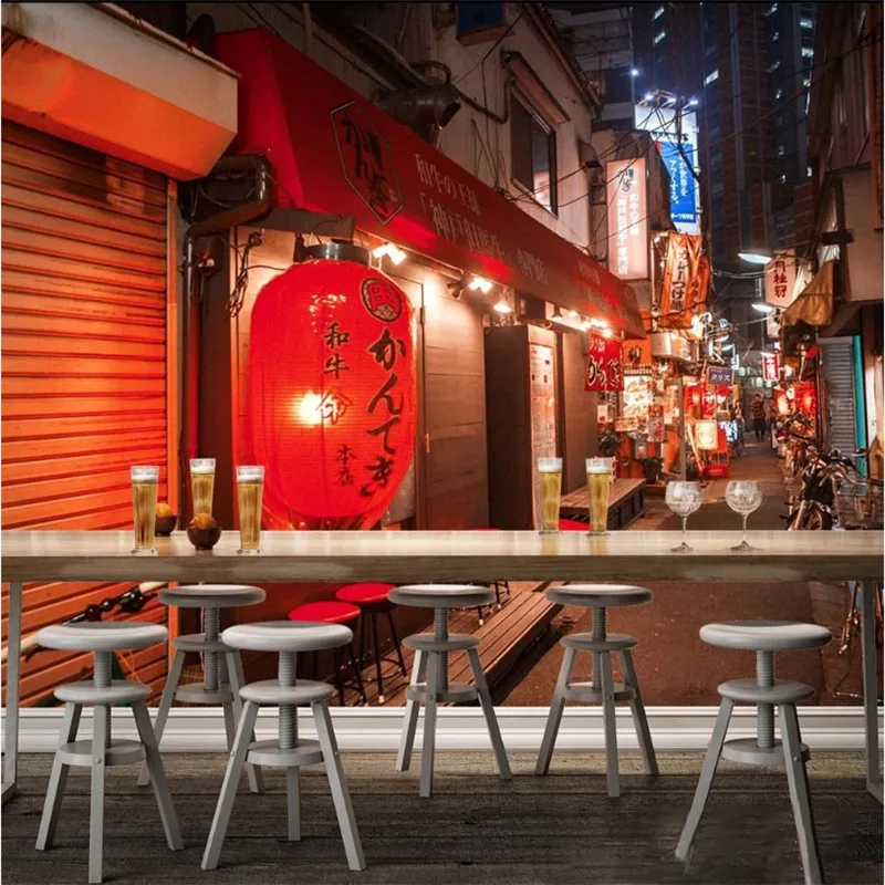 Японски Гледка към Улицата Izakaya 3D Фотообои за Японската Кухня, Суши Ramen Ресторант на Открито Тапети Papel De Parede 3d0