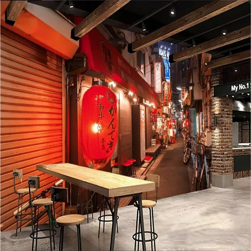 Японски Гледка към Улицата Izakaya 3D Фотообои за Японската Кухня, Суши Ramen Ресторант на Открито Тапети Papel De Parede 3d1