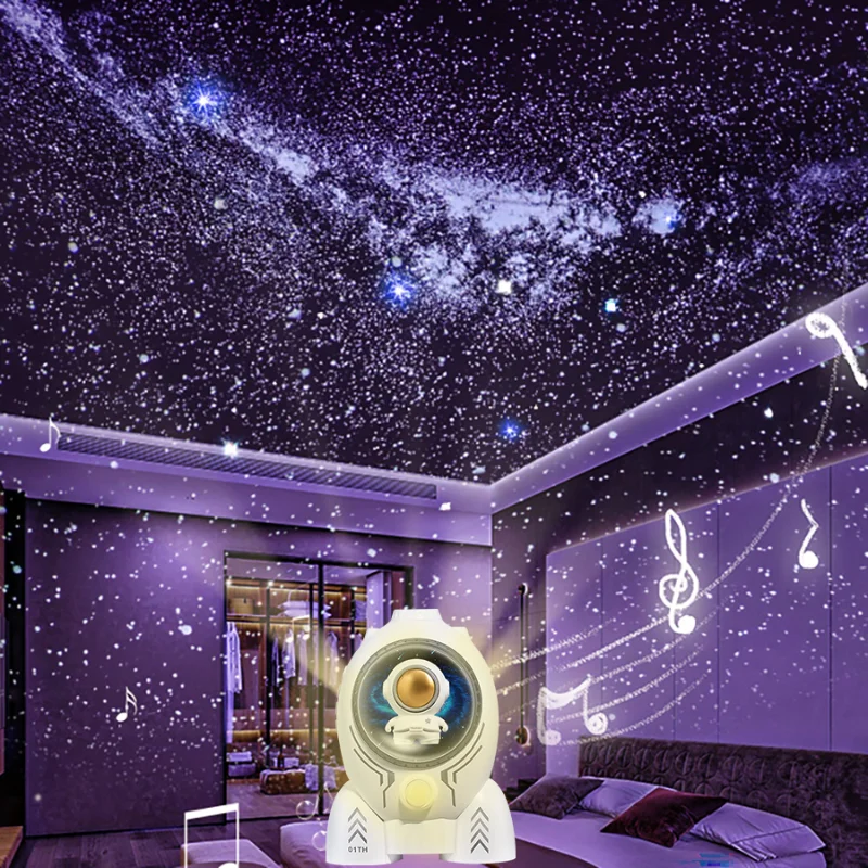 Астронавт Звезда Планетариум Проектор лека нощ космически кораб Галактика Проекционная лампа 360 ° Въртящ лека нощ Декор на детска стая подарък0