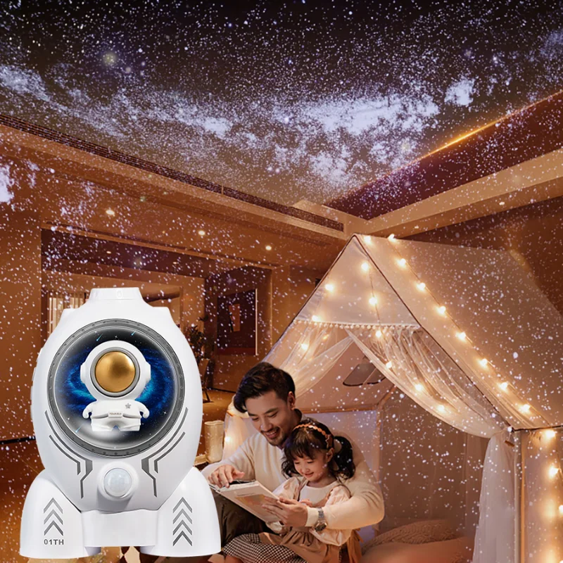 Астронавт Звезда Планетариум Проектор лека нощ космически кораб Галактика Проекционная лампа 360 ° Въртящ лека нощ Декор на детска стая подарък3